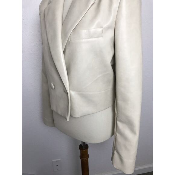 7 For All Mankind Jacket Vegan Leather Double Breast - Picture 5 of 10